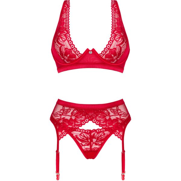 OBSESSIVE - LACELOVE SET THREE PIECES RED M/L 5